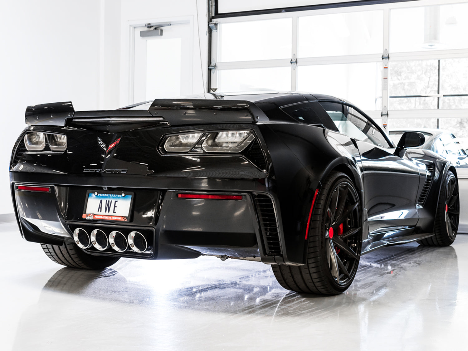 AWE Touring Edition Axleback Exhaust for C7 Corvette Stingray / Z51 / Grand Sport / Z06 / ZR1 -- Chrome Silver Tips (includes AWE AFM valve simulators)