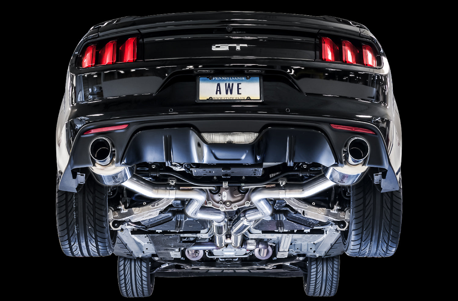 AWE Touring Edition Cat-back Exhaust for S550 Mustang GT - Dual Tip - Chrome Silver Tips
