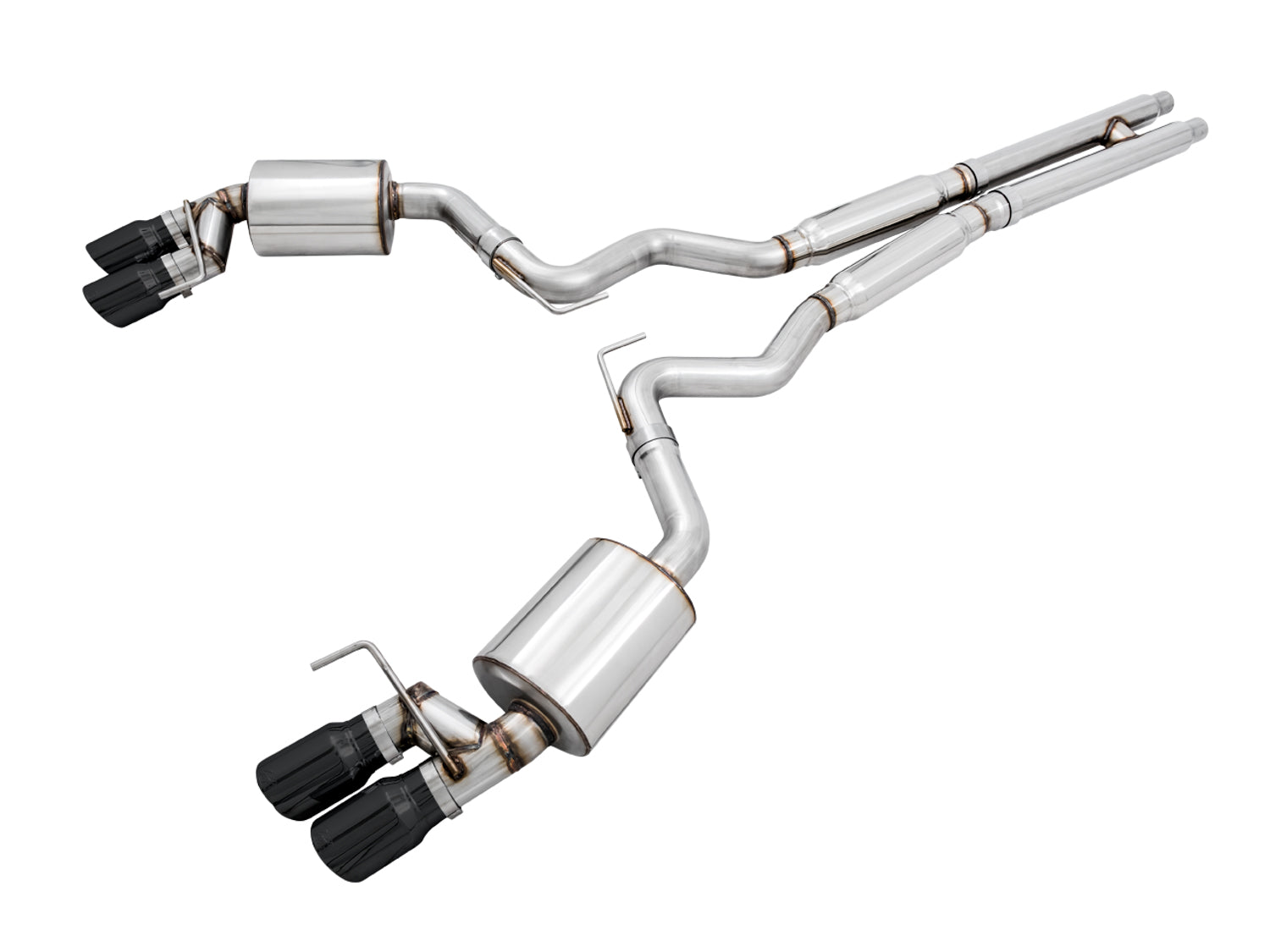 AWE Touring Edition Cat-back Exhaust for the '18-'23 S550 Mustang GT - Quad Diamond Black Tips