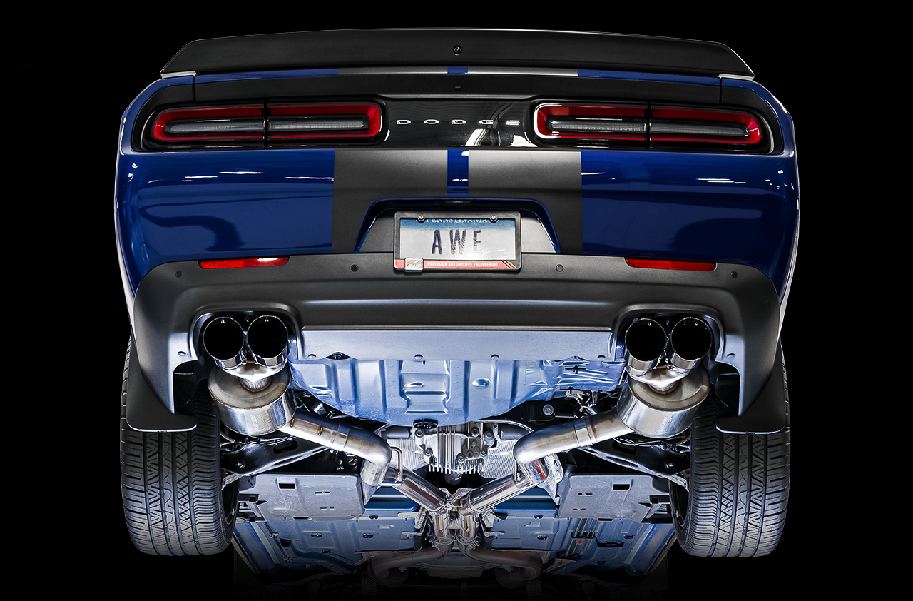 AWE Touring Edition Exhaust for 15+ Challenger 6.4 / 6.2 SC - Diamond Black Quad Tips