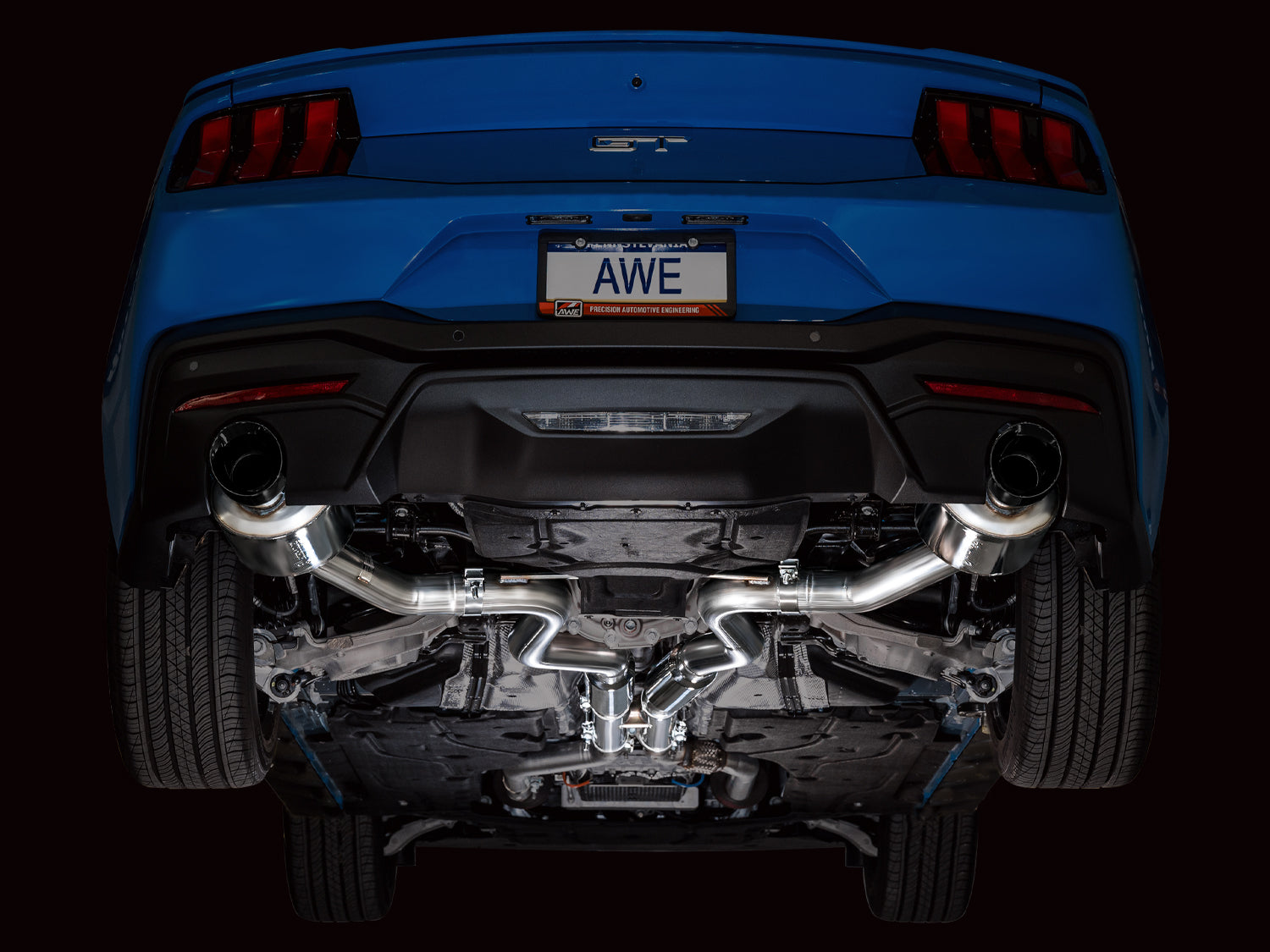 AWE Touring Edition Exhaust for S650 Ford Mustang GT Fastback - Dual Diamond Black Tips
