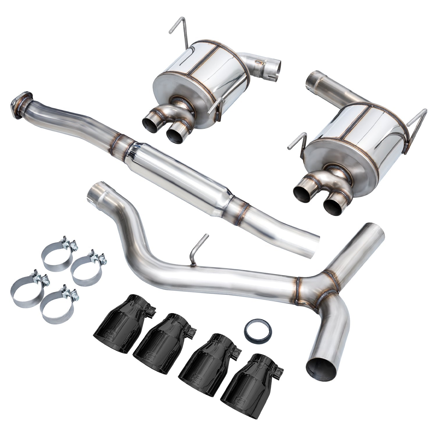AWE Touring Edition Exhaust for VA STI / GV WRX / GV STI Sedan - Diamond Black Quad Tips (102mm)