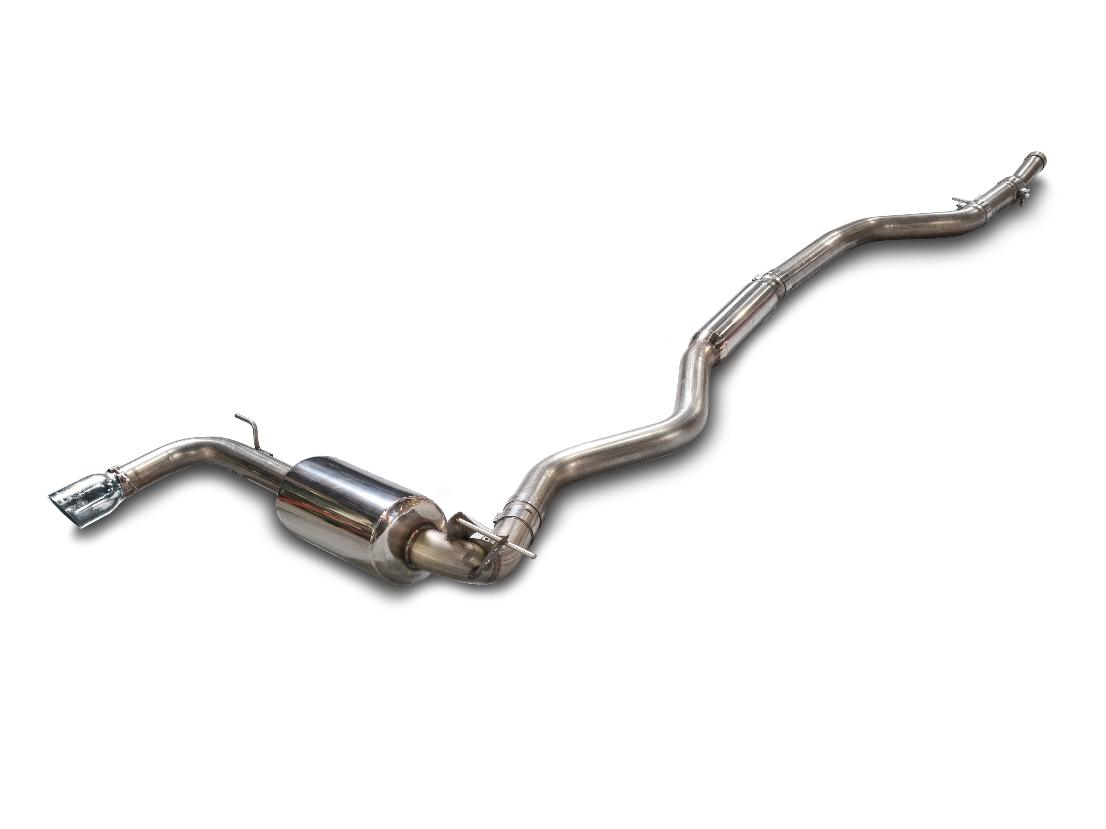 AWE Touring Edition Exhaust + Performance Mid Pipe for BMW F30 320i, Single Side - Chrome Silver Tip (102mm)