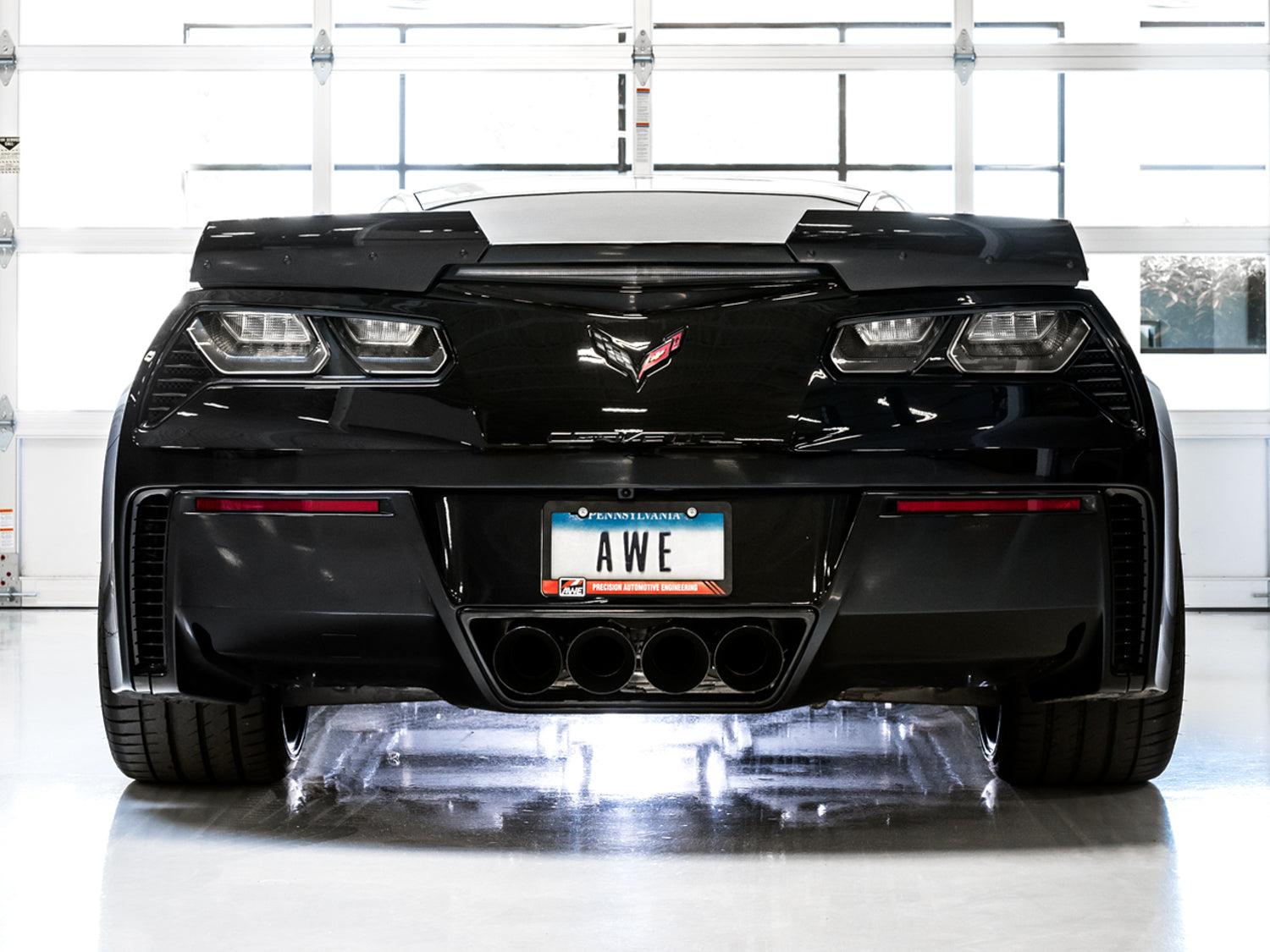 AWE Track Edition Axleback Exhaust for C7 Corvette Stingray / Z51 / Grand Sport / Z06 / ZR1 -- Diamond Black Tips (includes AWE AFM valve simulators)
