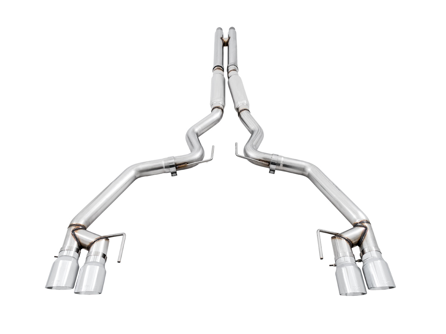 AWE Track Edition Cat-back Exhaust for the '18-'23 S550 Mustang GT - Quad Chrome Silver Tips
