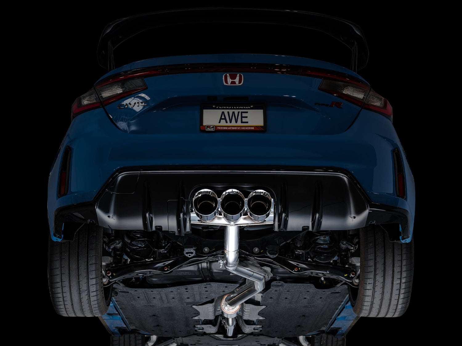 AWE Track Edition Exhaust for FL5 Civic Type R - Triple Chrome Silver Tips
