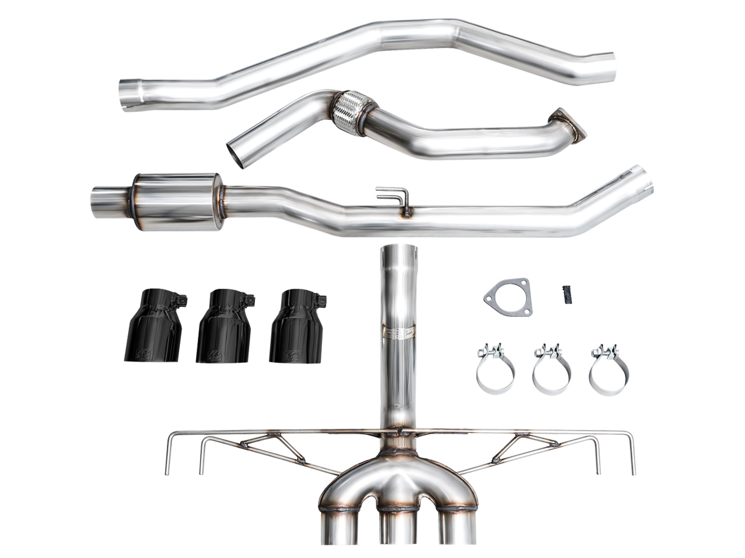 AWE Track Edition Exhaust for FL5 Civic Type R - Triple Diamond Black Tips
