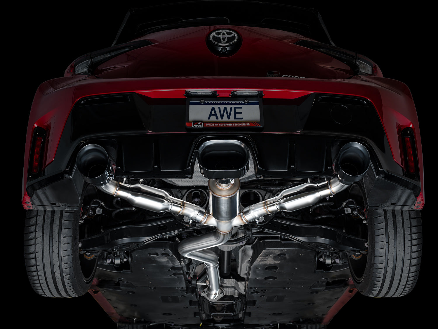 AWE Track Edition Exhaust for GR Corolla - Diamond Black Tips