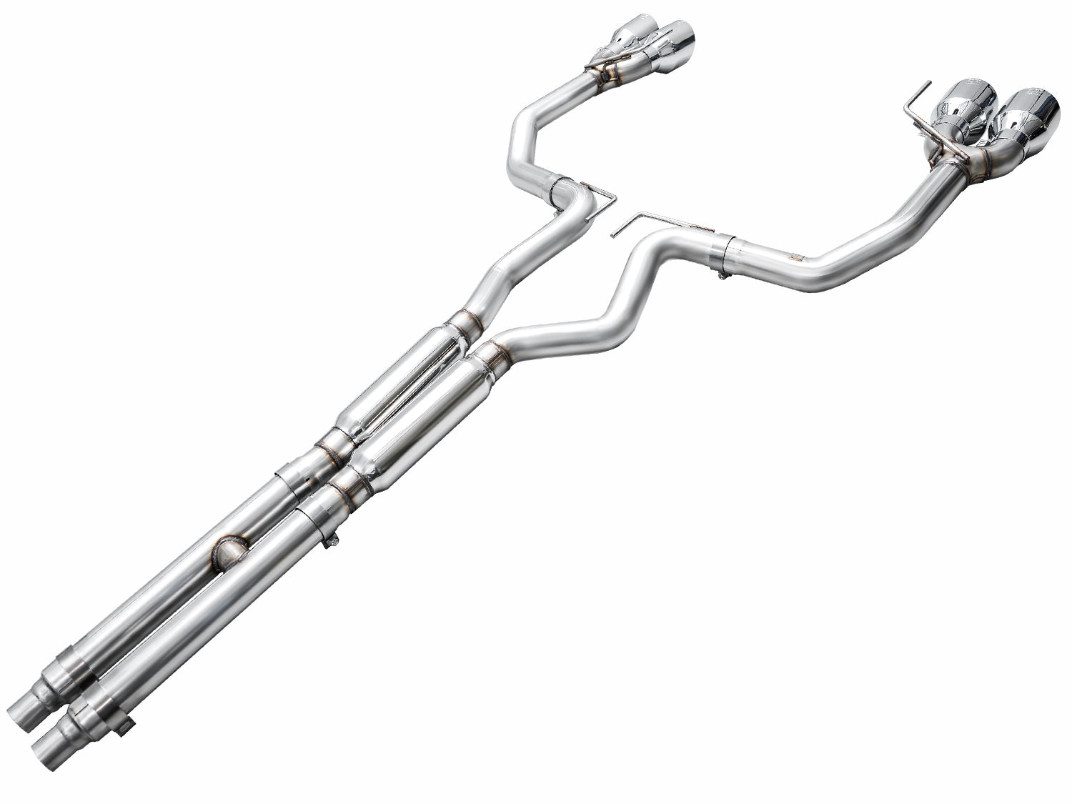 AWE Track Edition Exhaust for S650 Ford Mustang Dark Horse - Quad Chrome Silver Tips
