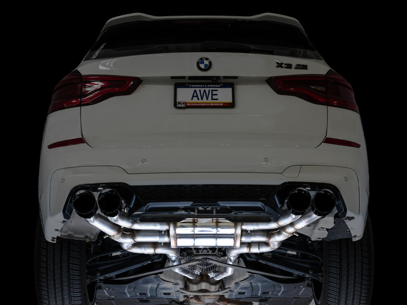 AWE Tuning 20-25 BMW X3 M/M Comp (F97) AWD SwitchPath Axle-Back Exhaust - Diamond Black Tips-Axle Back-Grocery Getter Performance