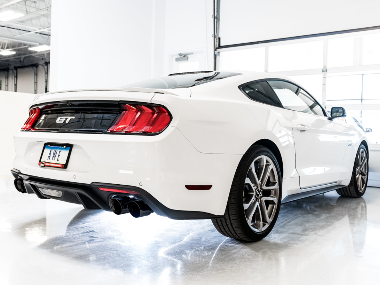 AWE Track Edition Cat-back Exhaust for the '18-'23 S550 Mustang GT - Quad Diamond Black Tips