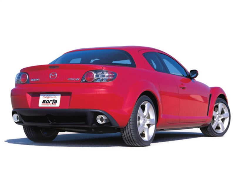 Borla 03-09 Mazda RX-8 1.3L Single Round Rolled Angle-Cut Cat-Back Exhaust-Catback-Grocery Getter Performance