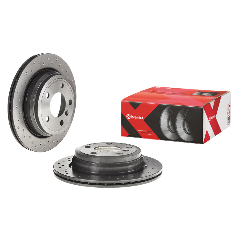 Brembo 13-18 BMW 320i xDrive Rear Premium Xtra Cross Drilled UV Coated Rotor-Brake Rotors - Drilled-Grocery Getter Performance