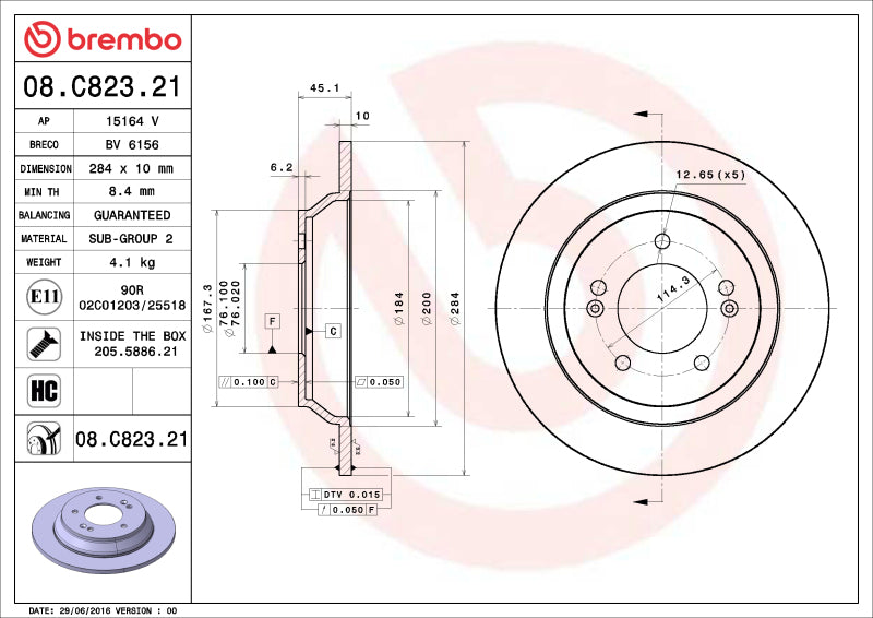 Brembo 20-22 Mercedes-Benz GLE350 Rear UV Coated Rotor-Brake Rotors - OE-Grocery Getter Performance