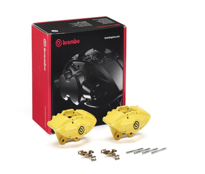 Brembo OE BMW 16-21 M2/17-18 M3/17-20 M4 Hydraulic Rear X-Style Brake Calipers - Yellow-Brake Calipers - OE-Grocery Getter Performance