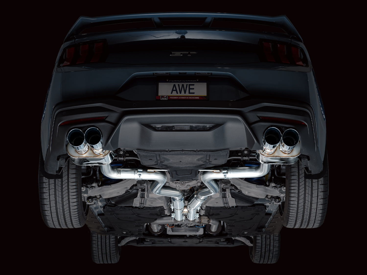 AWE SwitchPath™ Exhaust for S650 Ford Mustang GT Fastback - Quad Chrome Silver Tips