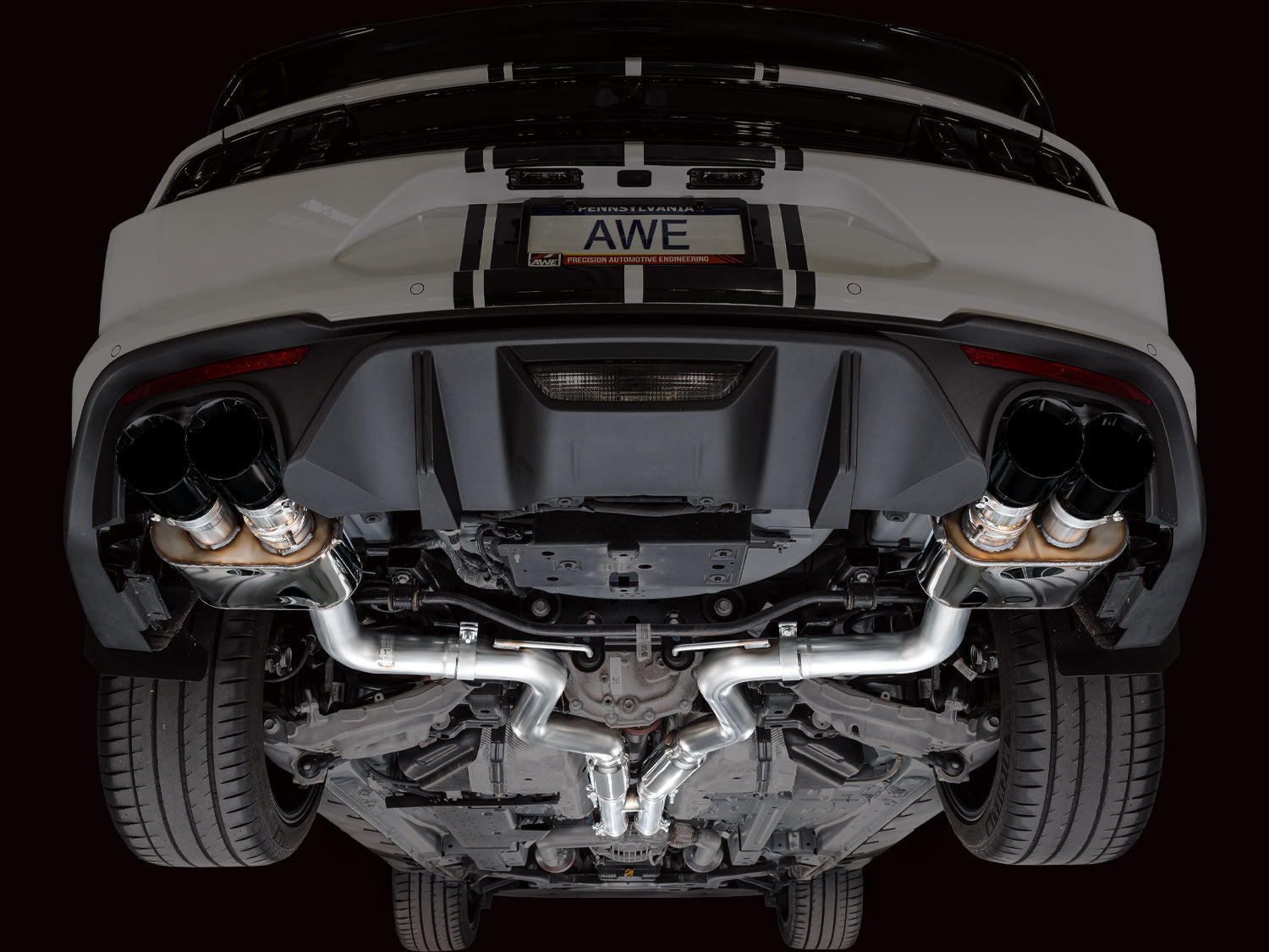 AWE SwitchPath™ Cat-back Exhaust for '18-'23 S550 Mustang GT - Quad Diamond Black Tips