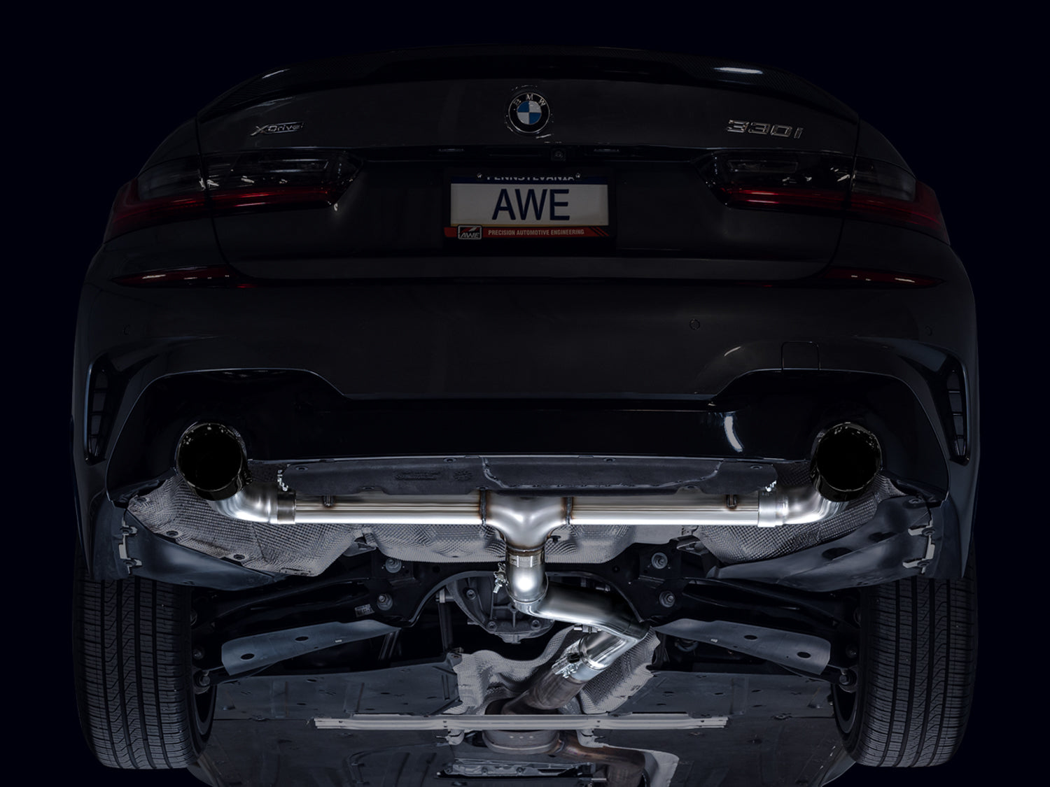 AWE Track Edition Axleback Exhaust for BMW G2X 330i/430i - Diamond Black