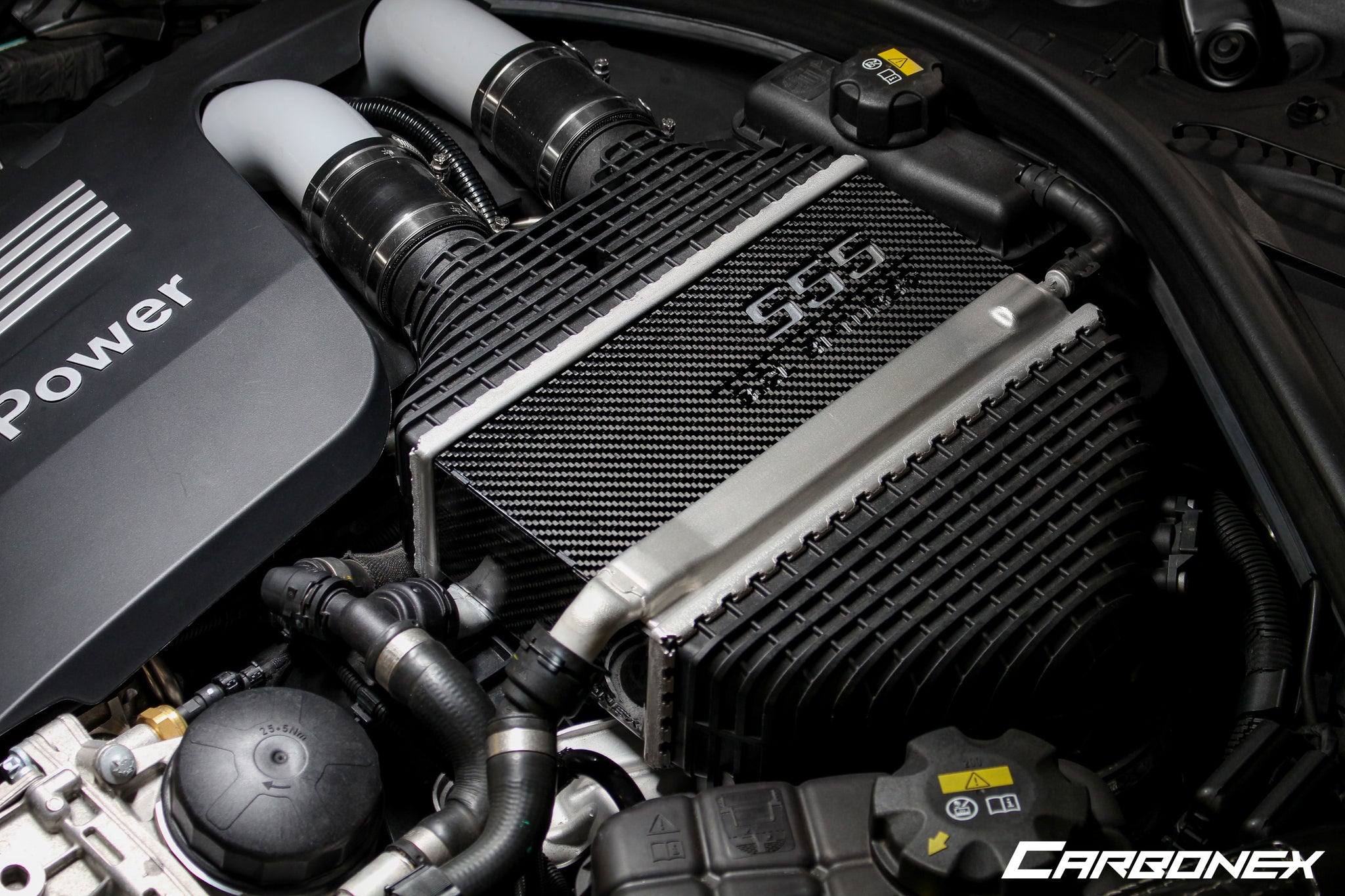 Carbonex F8X (S55) Carbon Charge Cooler Cover - Engraved-Exterior-Grocery Getter Performance
