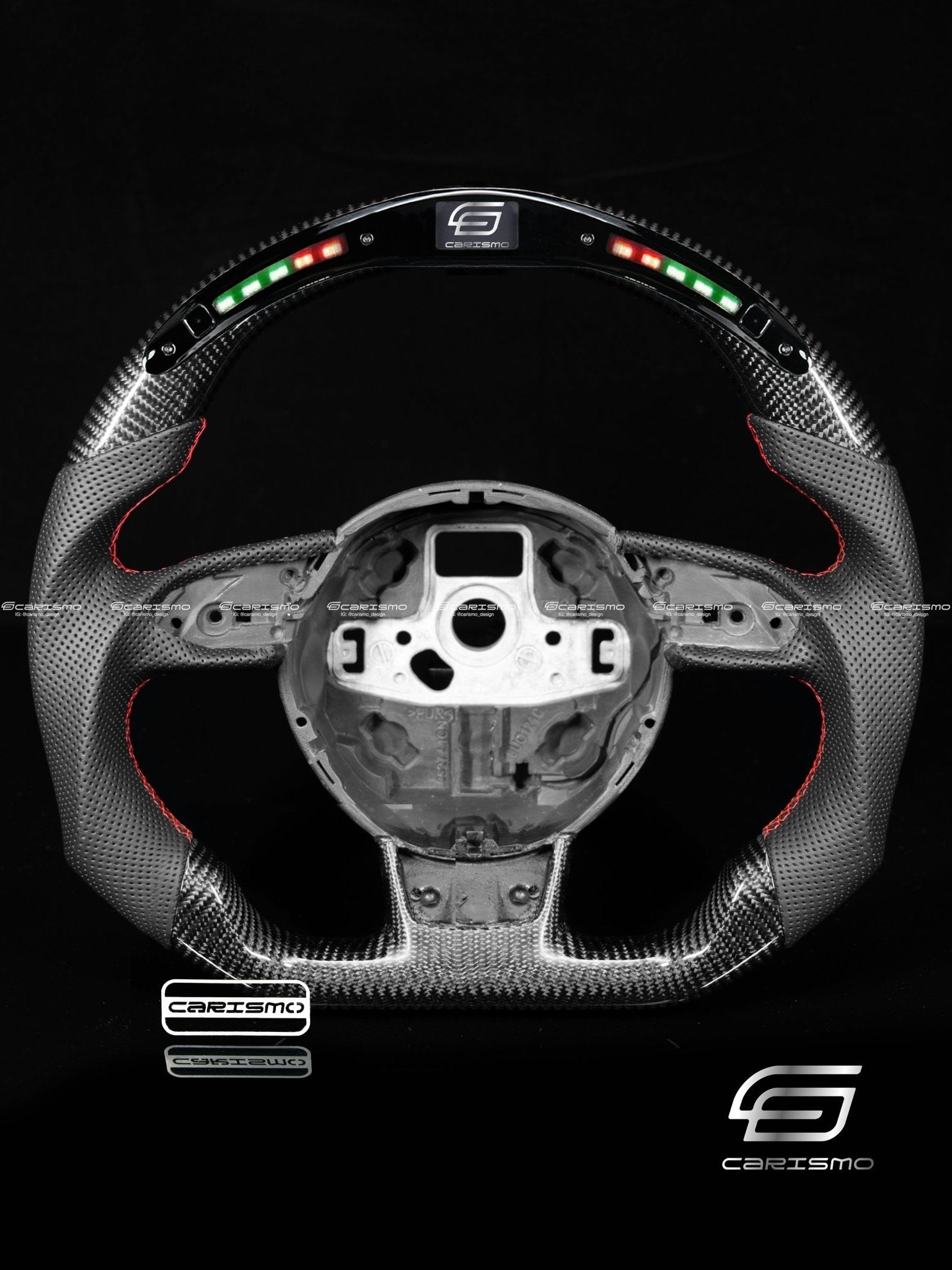 Carismo Steering Wheel For Audi (B8.5 Wheel) - Classic RPM LED - Gloss Carbon - Perforated Leather