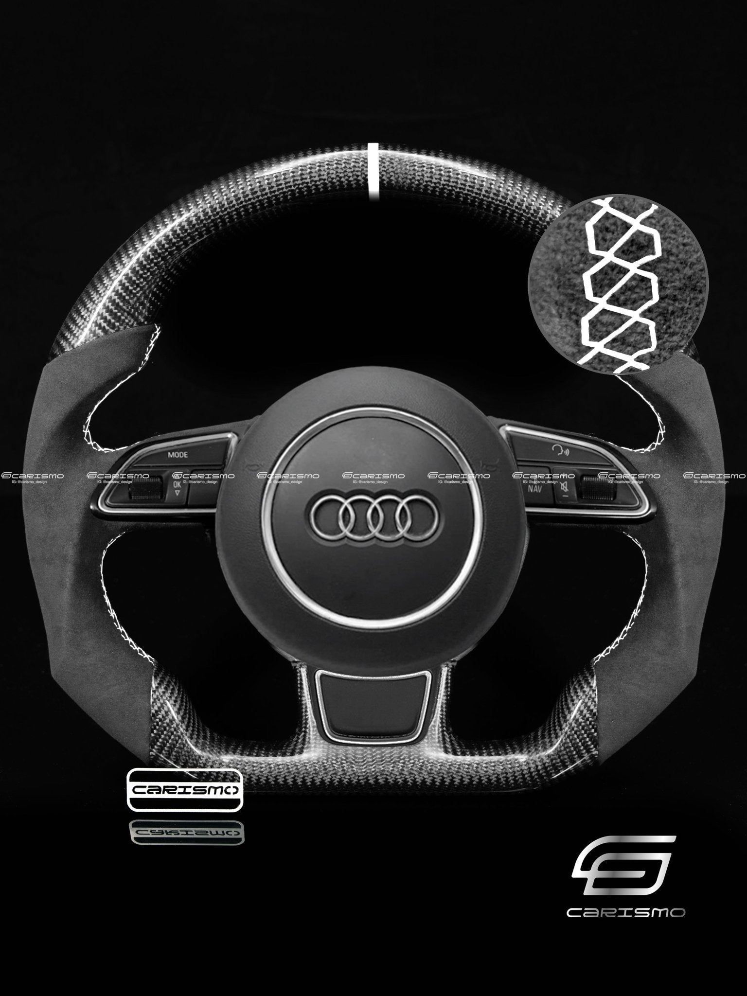 Carismo Steering Wheel For Audi (B8.5 Wheel) - Sport - Gloss Carbon - Alcantara