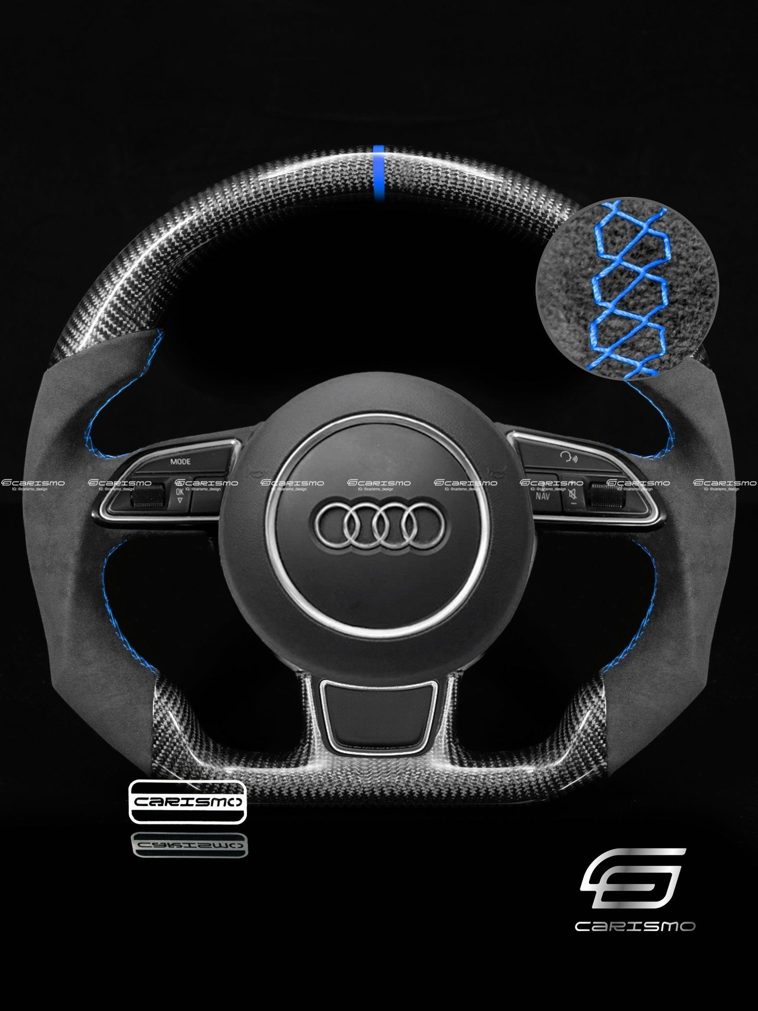 Carismo Steering Wheel For Audi (B8.5 Wheel) - Sport - Gloss Carbon - Alcantara