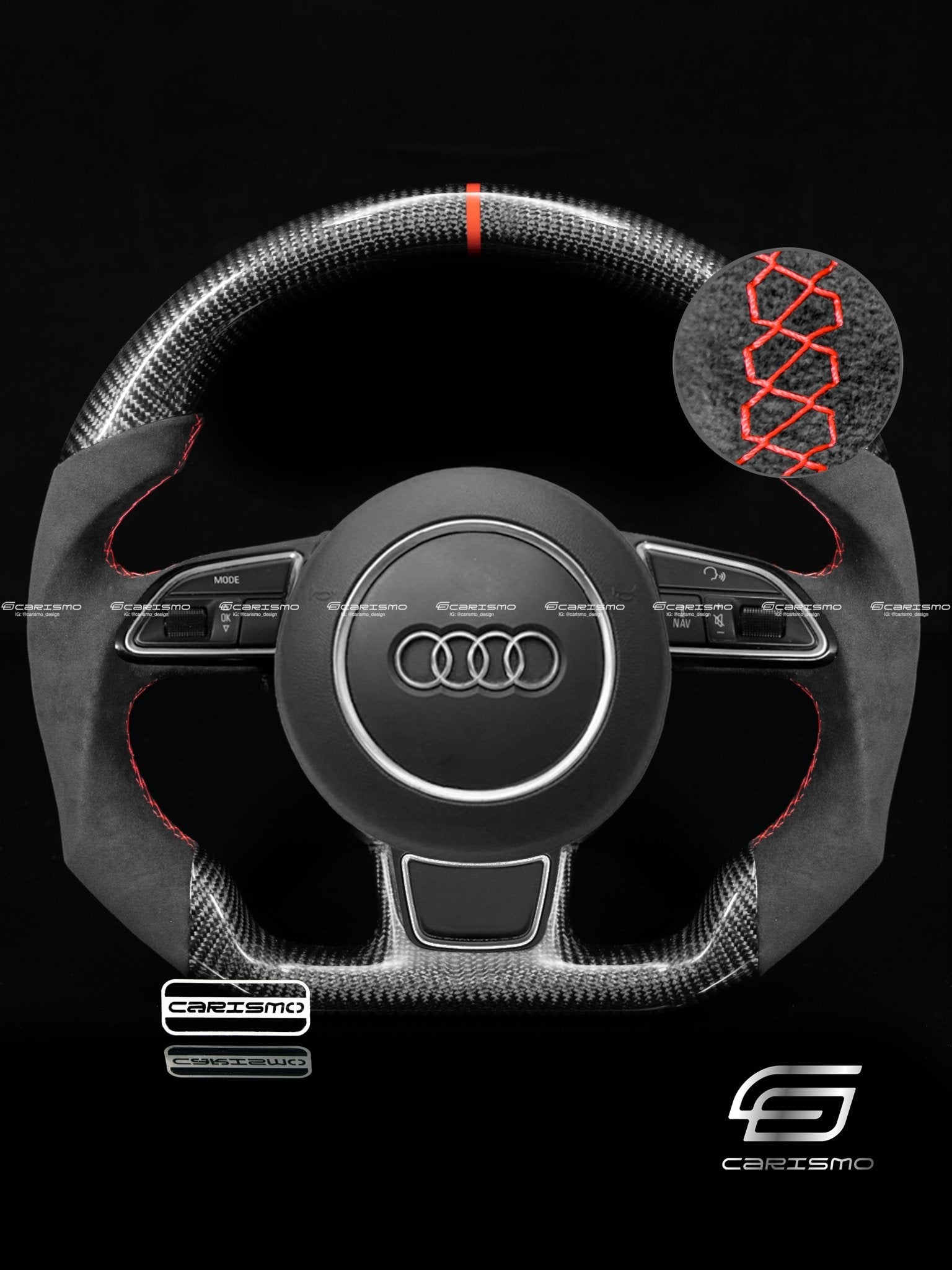 Carismo Steering Wheel For Audi (B8.5 Wheel) - Sport - Gloss Carbon - Alcantara