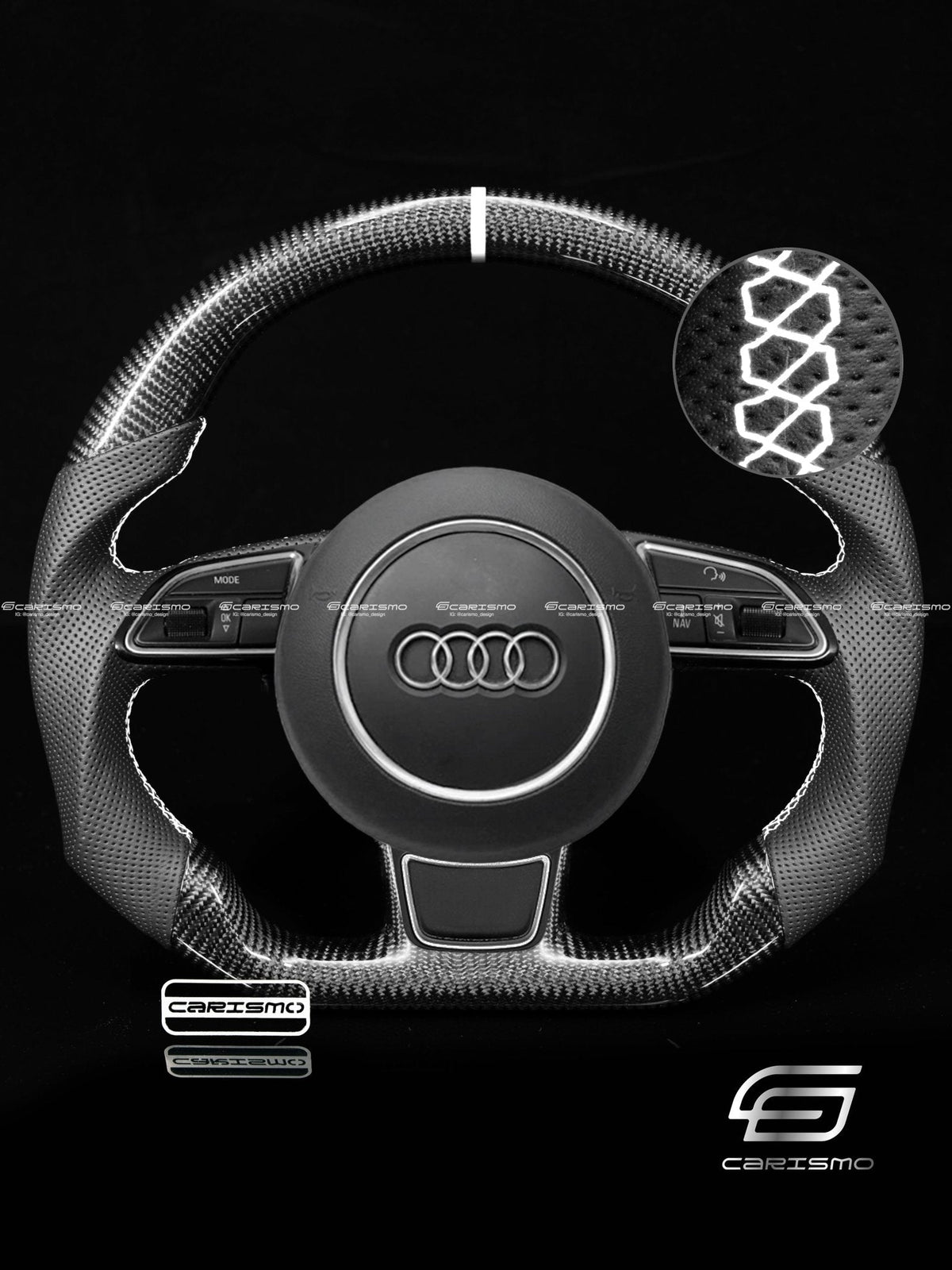 Carismo Steering Wheel For Audi (B8.5 Wheel) - Sport - Gloss Carbon - Perforated Leather