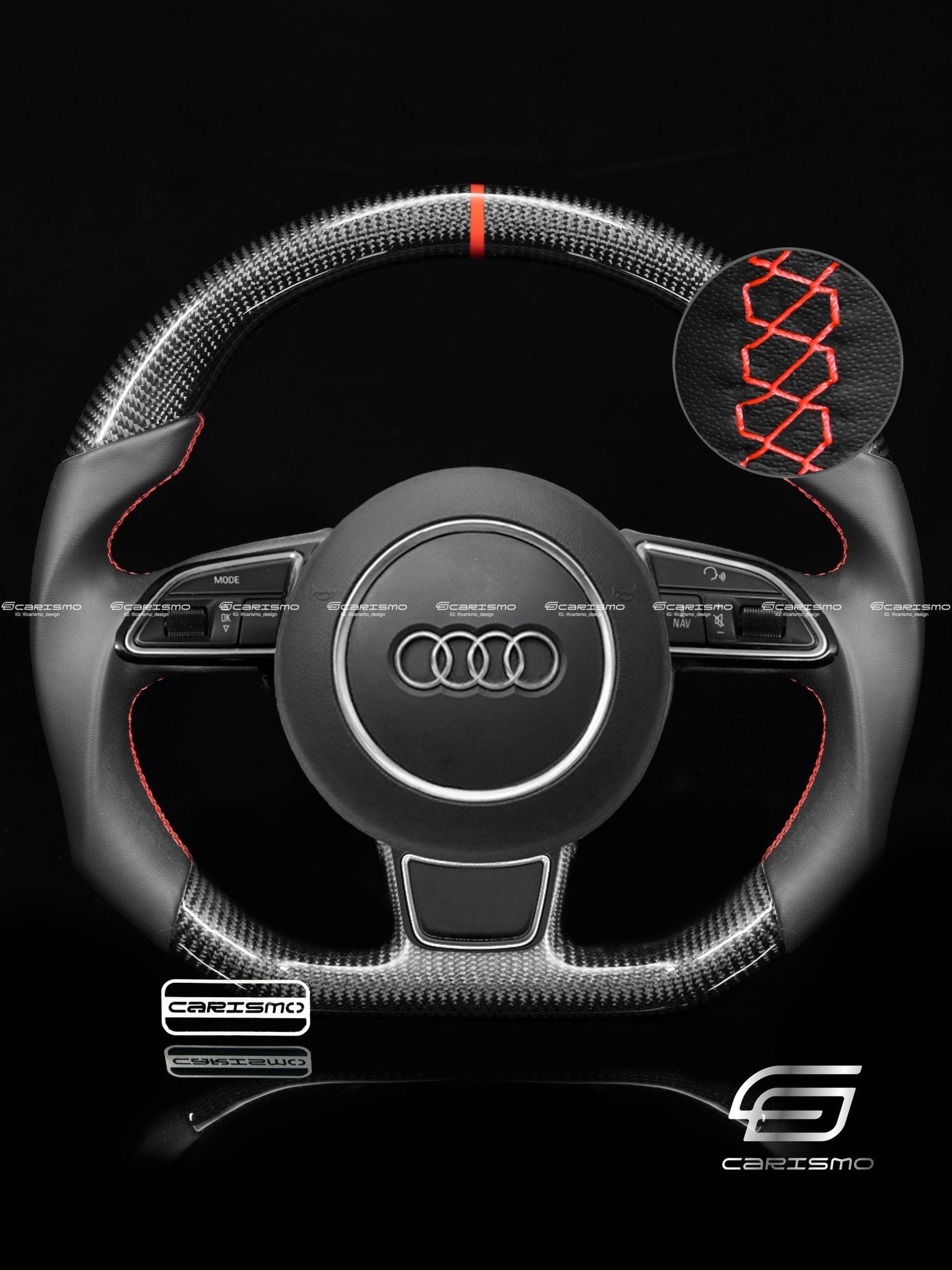 Carismo Steering Wheel For Audi (B8.5 Wheel) - Sport - Gloss Carbon - Smooth Leather