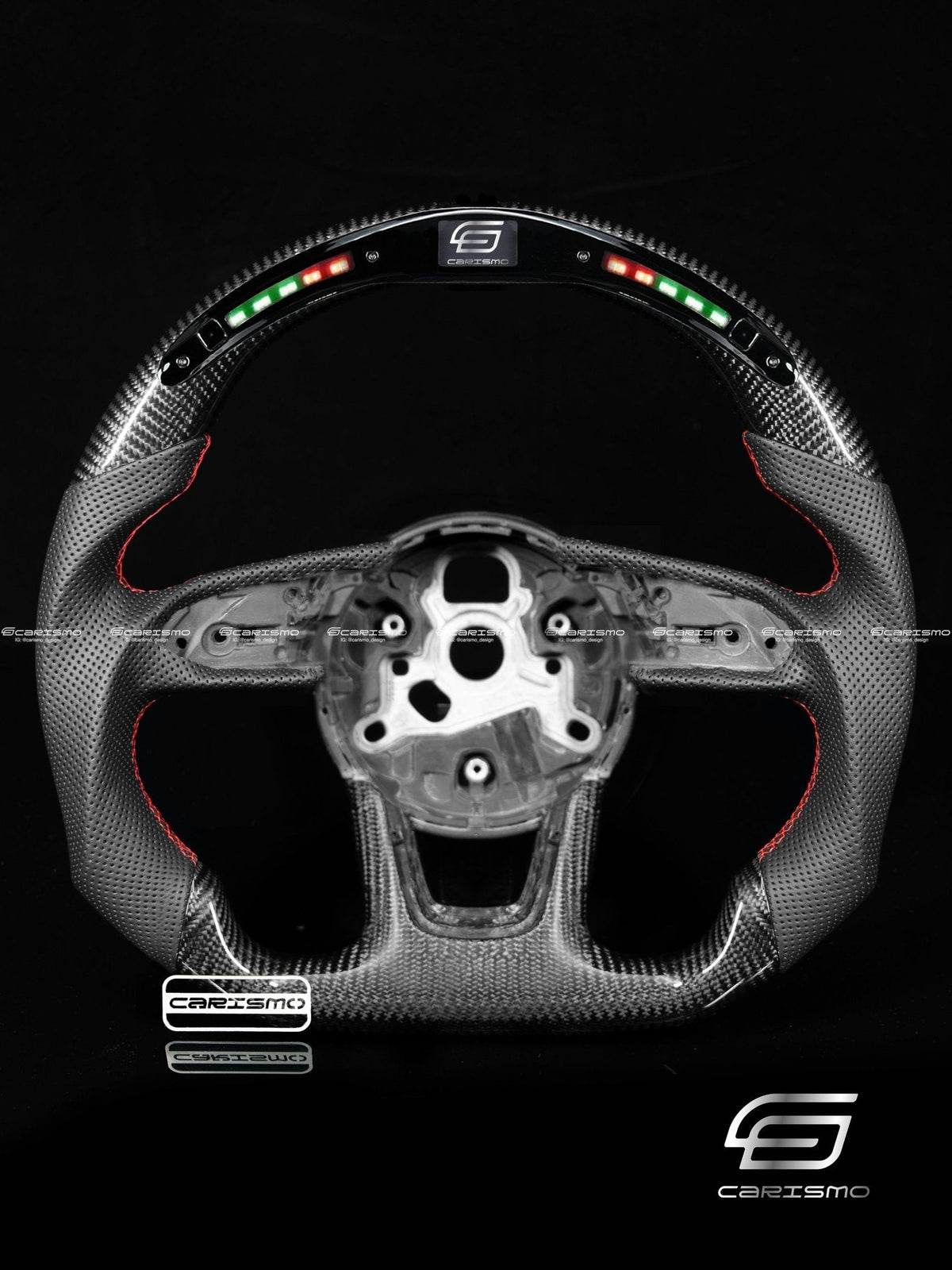 Carismo Steering Wheel For Audi (B9 Wheel) - Classic RPM LED - Gloss Carbon - Perforated Leather