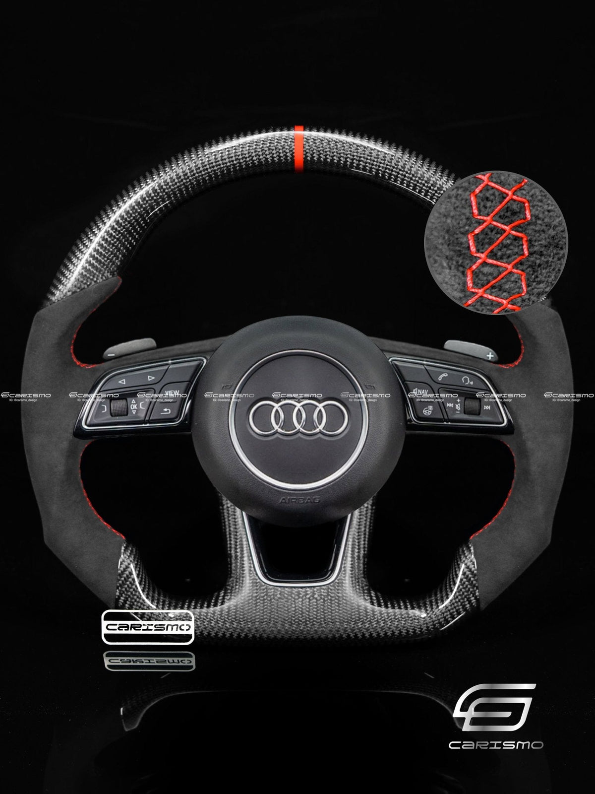 Carismo Steering Wheel For Audi (B9 Wheel) - Sport - Gloss Carbon - Alcantara