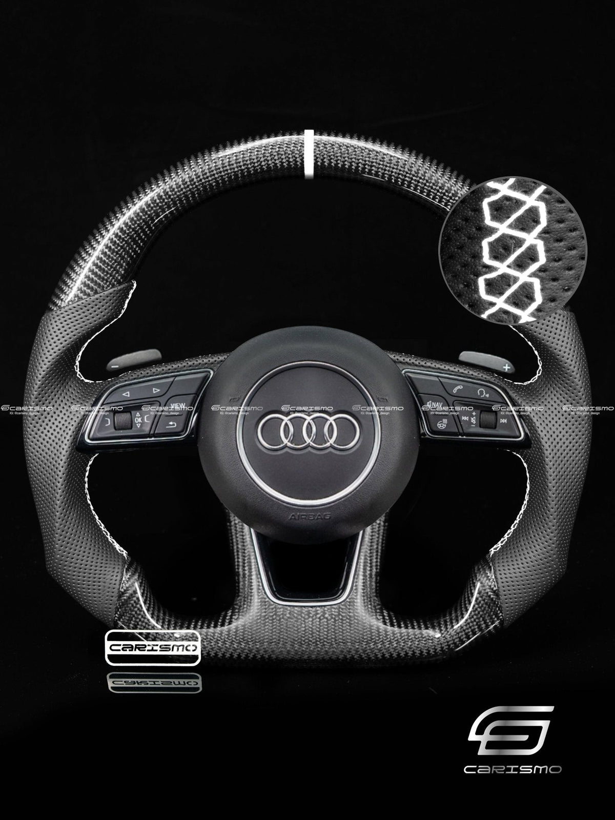 Carismo Steering Wheel For Audi (B9 Wheel) - Sport - Gloss Carbon - Perforated Leather