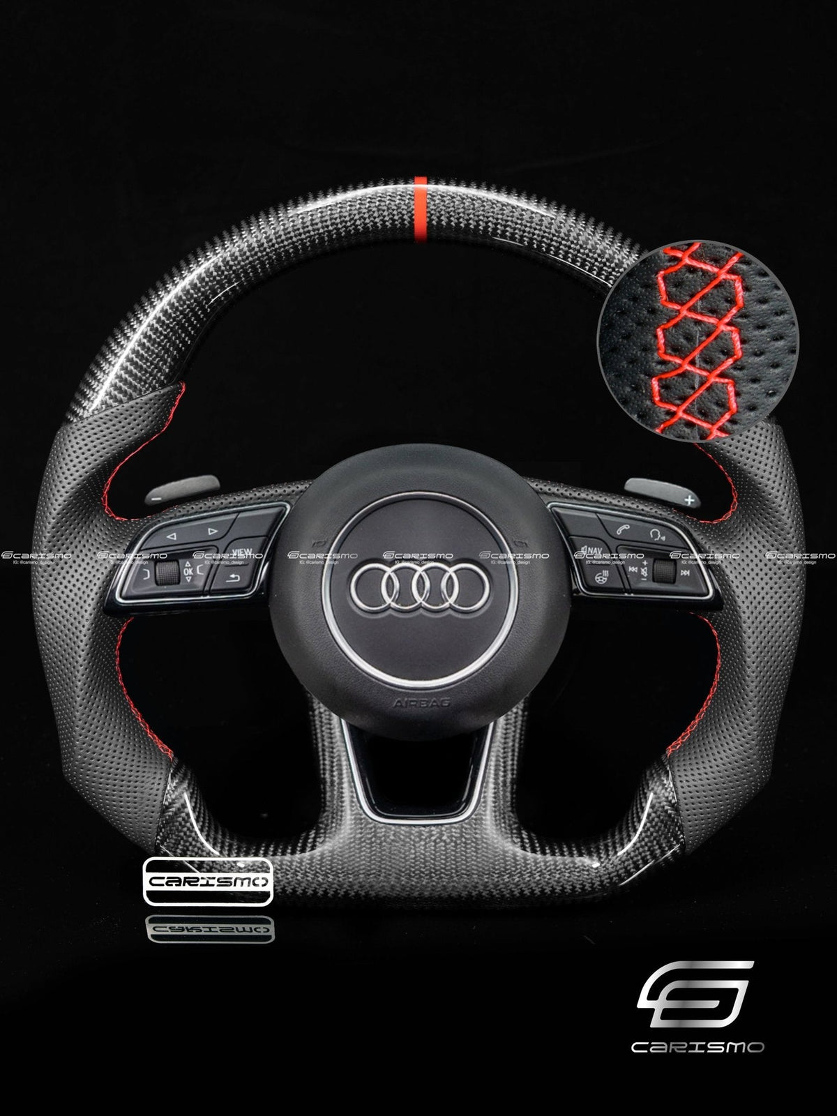 Carismo Steering Wheel For Audi (B9 Wheel) - Sport - Gloss Carbon - Perforated Leather