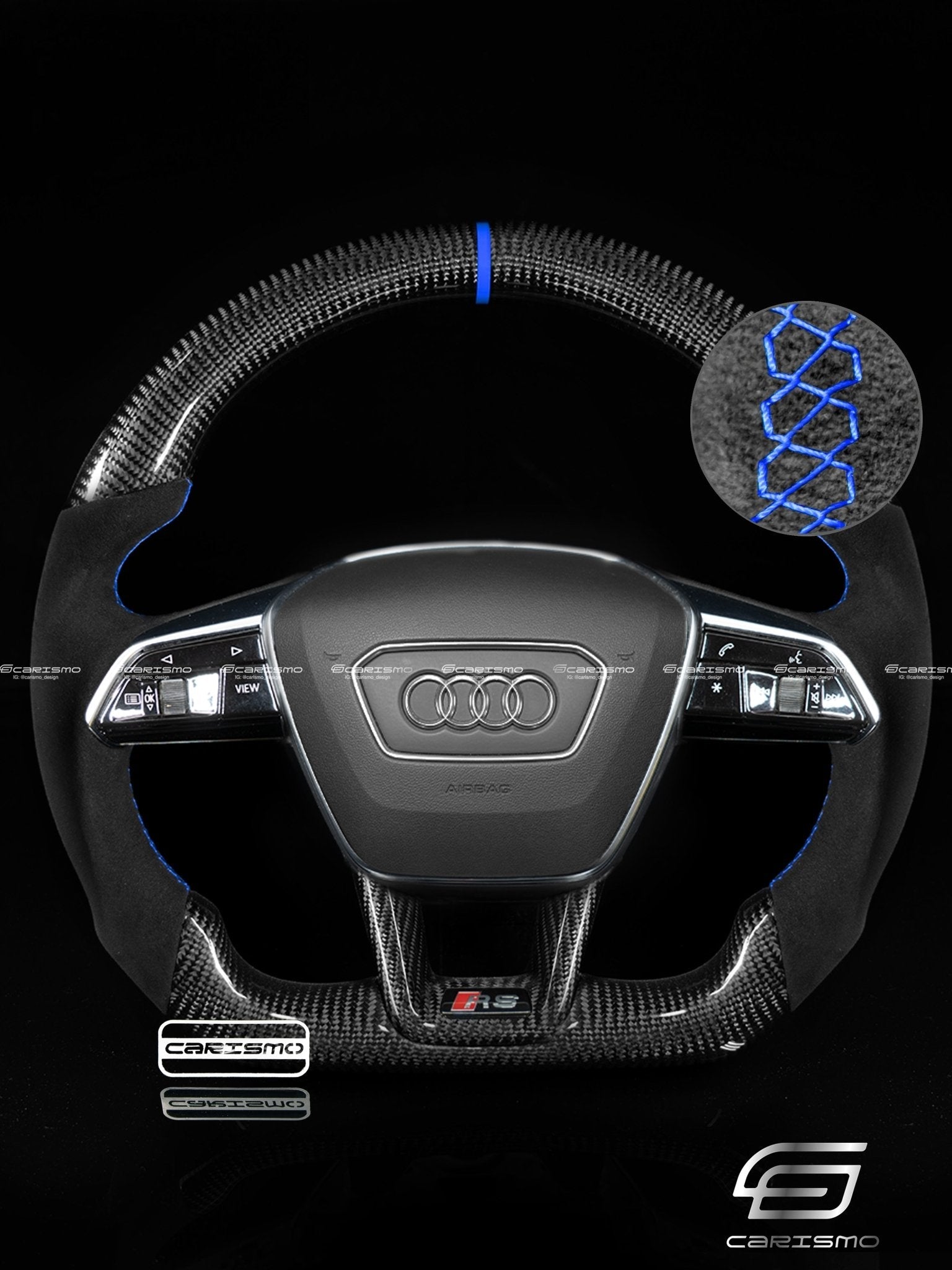 Carismo Steering Wheel For Audi (C8 Wheel) - Sport - Gloss Carbon - Alcantara