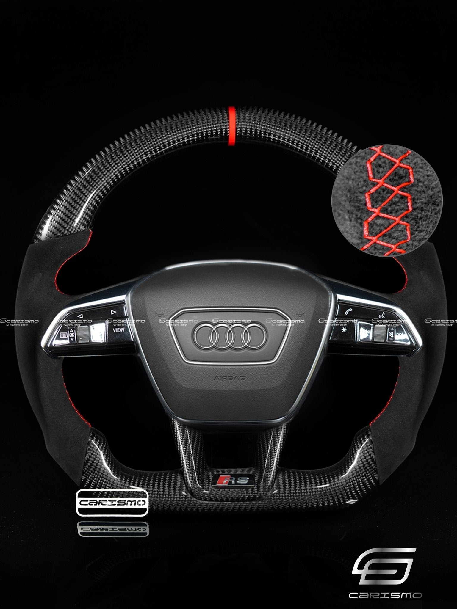 Carismo Steering Wheel For Audi (C8 Wheel) - Sport - Gloss Carbon - Alcantara