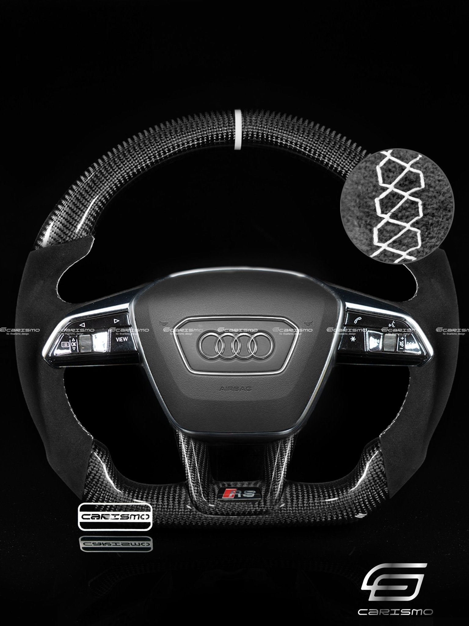 Carismo Steering Wheel For Audi (C8 Wheel) - Sport - Gloss Carbon - Alcantara