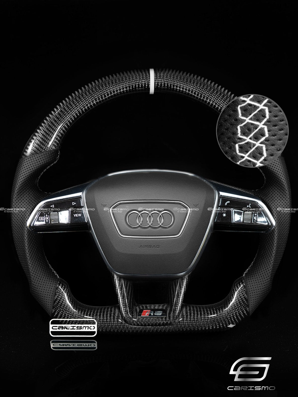 Carismo Steering Wheel For Audi (C8 Wheel) - Sport - Gloss Carbon - Perforated Leather