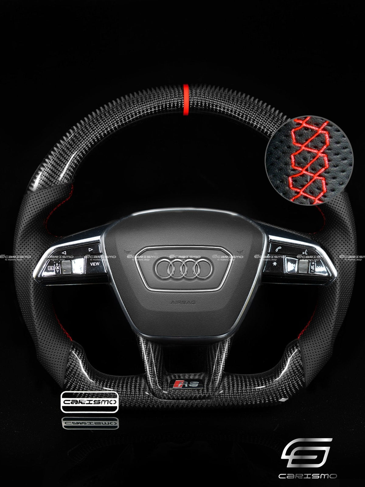 Carismo Steering Wheel For Audi (C8 Wheel) - Sport - Gloss Carbon - Perforated Leather