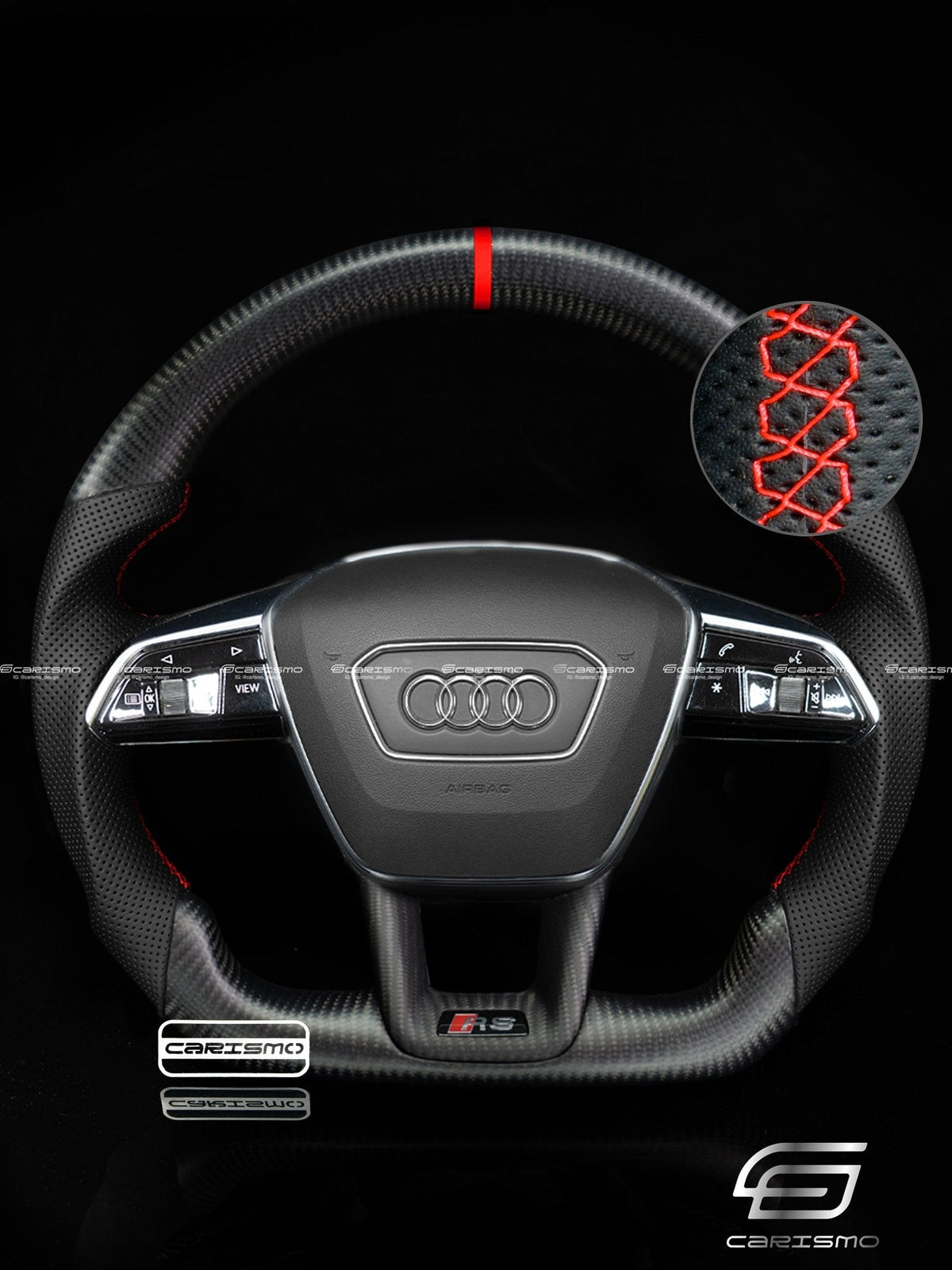 Carismo Steering Wheel For Audi (C8 Wheel) - Sport - Matte Carbon - Perforated Leather
