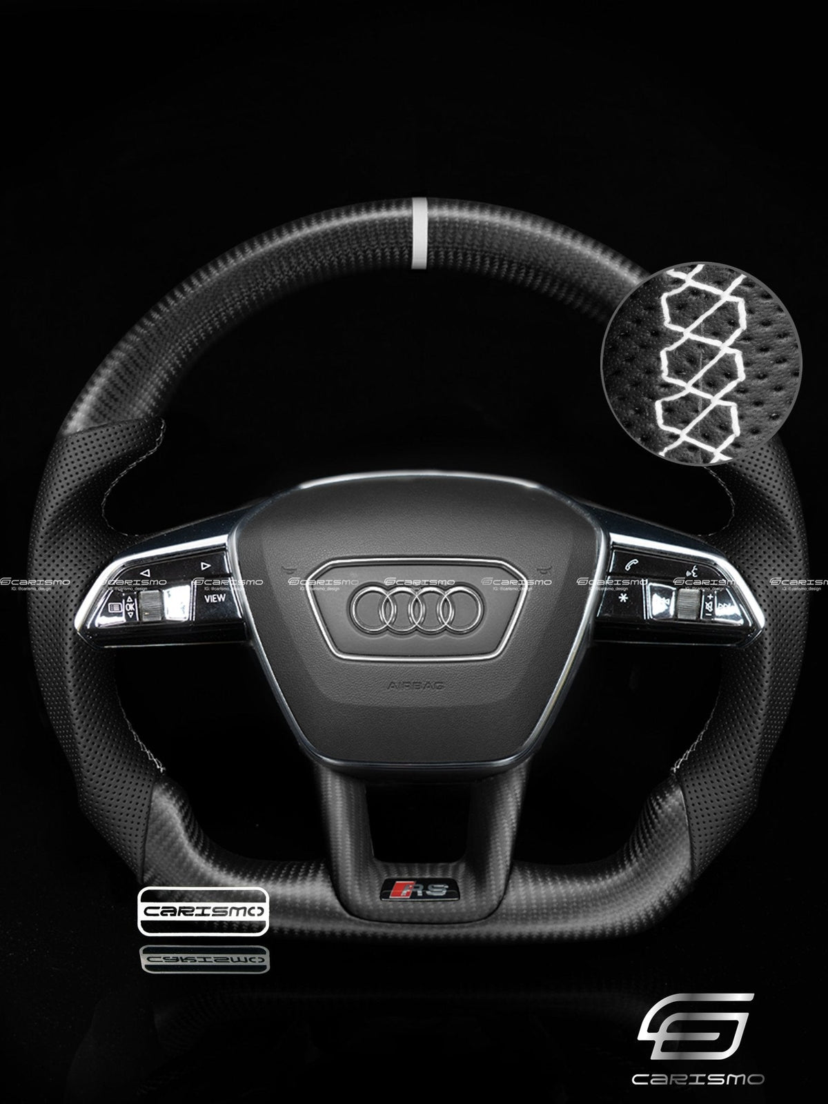 Carismo Steering Wheel For Audi (C8 Wheel) - Sport - Matte Carbon - Perforated Leather