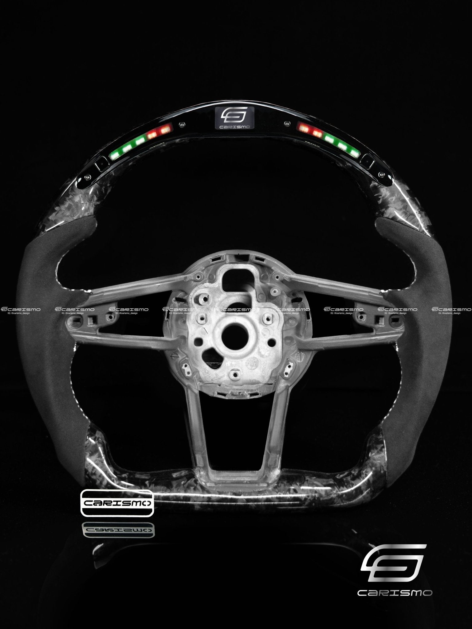Carismo Steering Wheel For Audi R8 (Gen 2) - Classic RPM LED - Gloss Forged Carbon - Alcantara