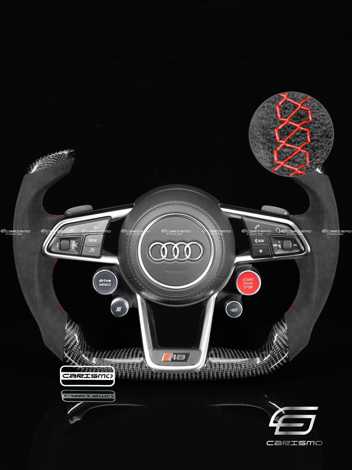 Carismo Steering Wheel For Audi R8 (Gen 2) - F1 Competition - Gloss Carbon - Alcantara
