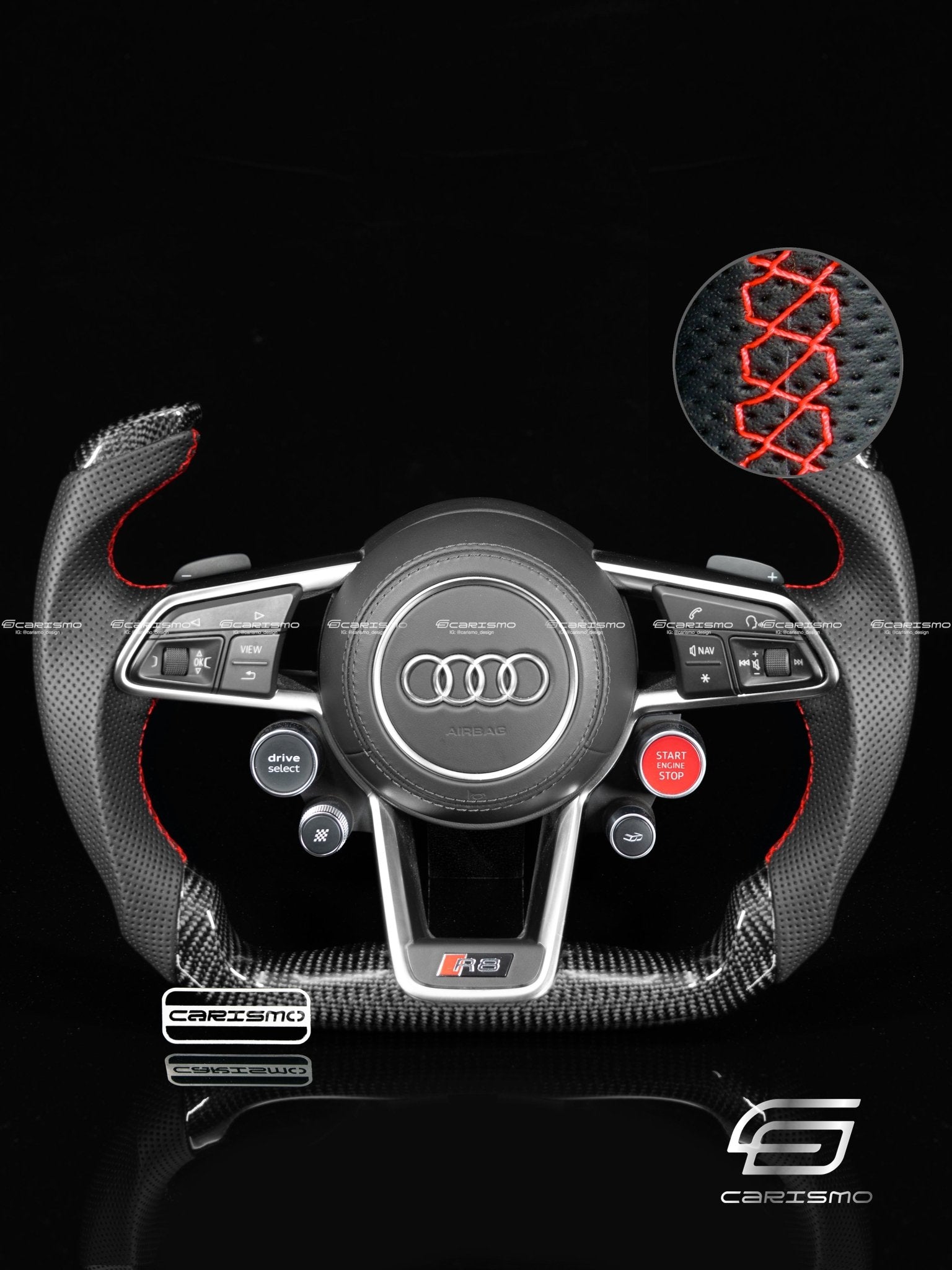 Carismo Steering Wheel For Audi R8 (Gen 2) - F1 Competition - Gloss Carbon - Perforated Leather
