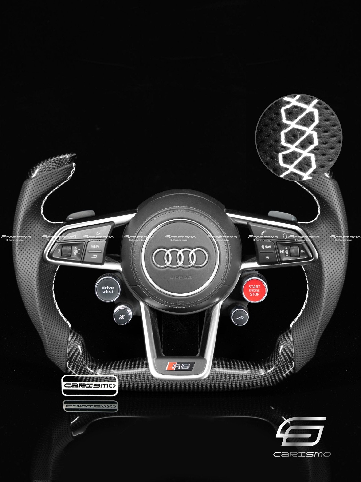 Carismo Steering Wheel For Audi R8 (Gen 2) - F1 Competition - Gloss Carbon - Perforated Leather