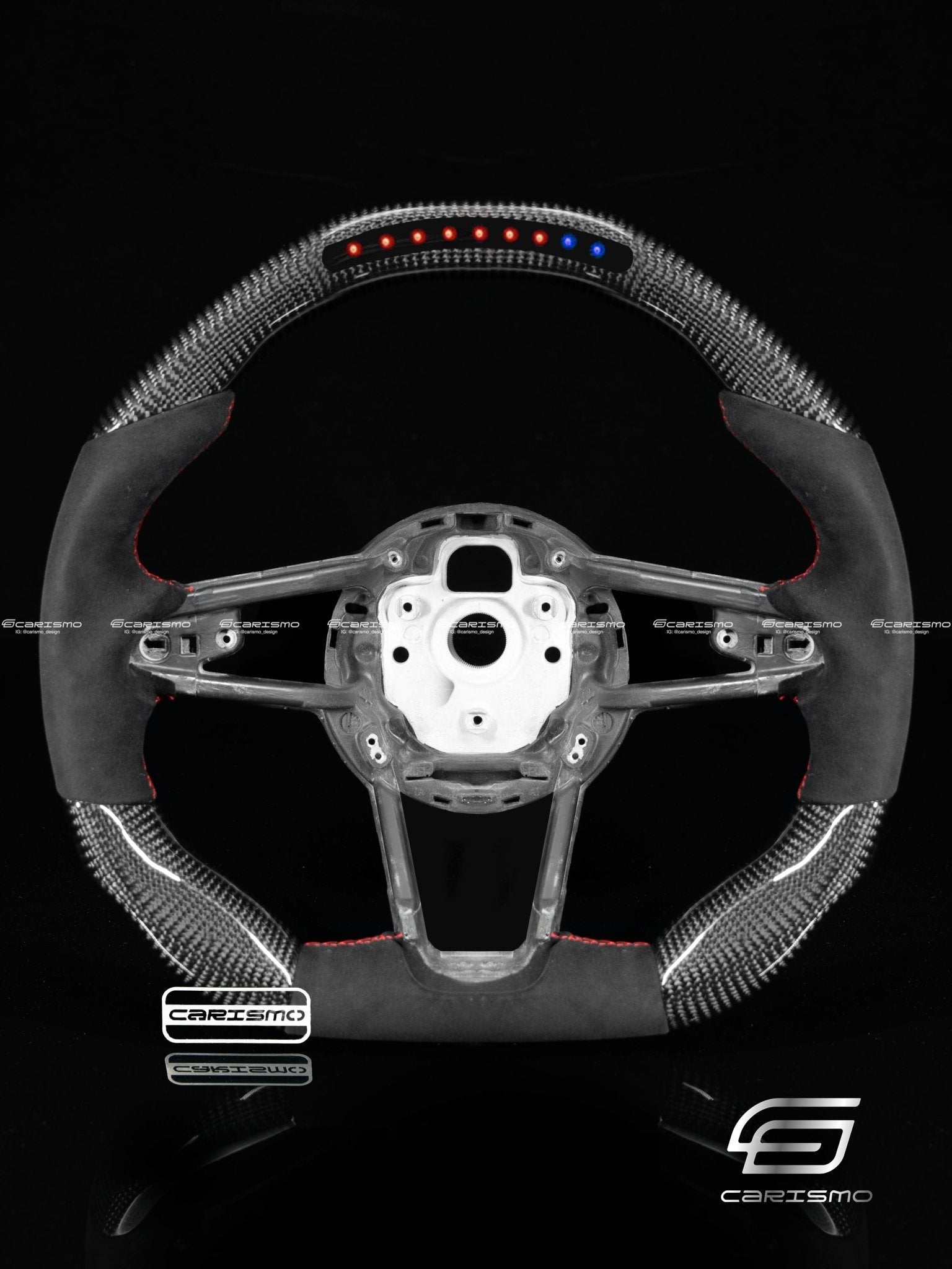 Carismo Steering Wheel For Audi R8 (Gen 2) - Sequential RPM LED - Gloss Carbon - Alcantara
