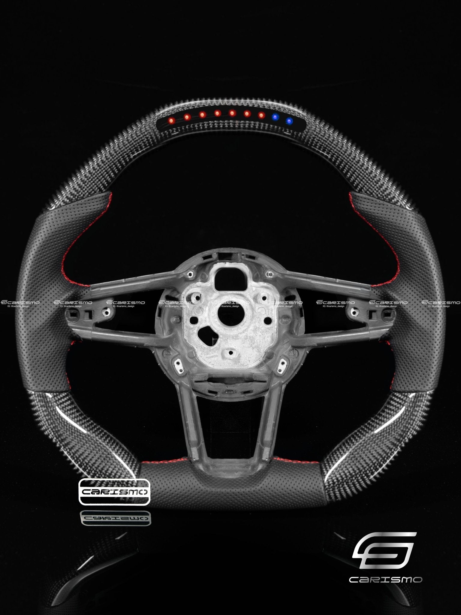 Carismo Steering Wheel For Audi R8 (Gen 2) - Sequential RPM LED - Gloss Carbon - Perforated Leather