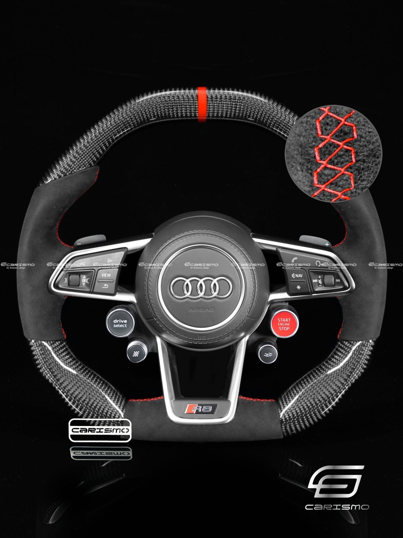 Carismo Steering Wheel For Audi R8 (Gen 2) - Signature - Gloss Carbon - Alcantara