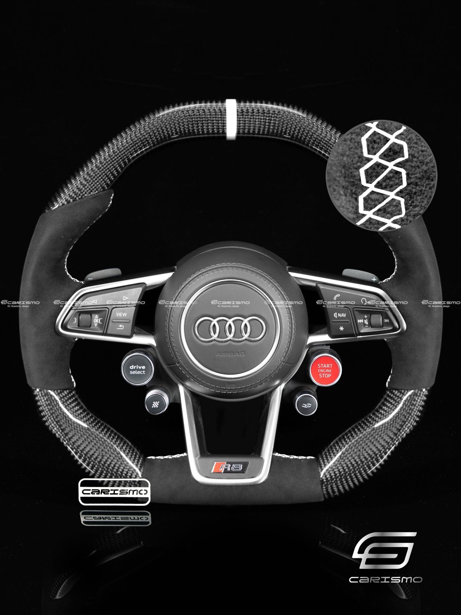 Carismo Steering Wheel For Audi R8 (Gen 2) - Signature - Gloss Carbon - Alcantara
