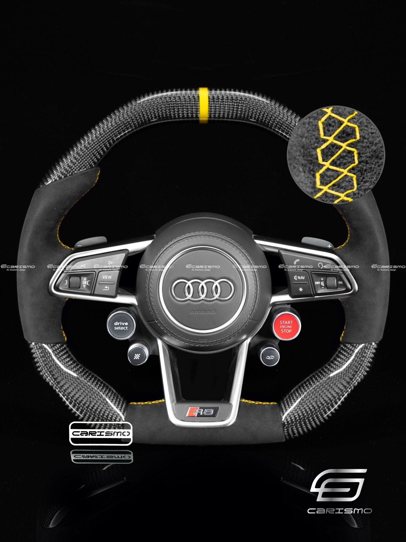 Carismo Steering Wheel For Audi R8 (Gen 2) - Signature - Gloss Carbon - Alcantara