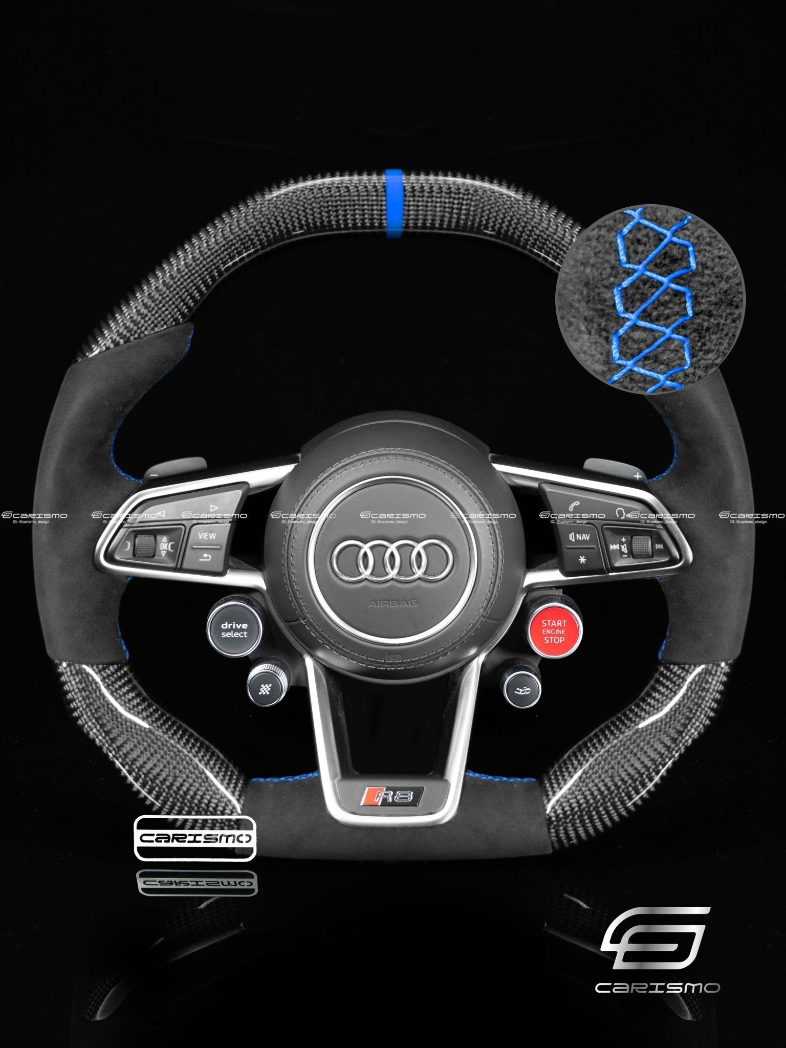 Carismo Steering Wheel For Audi R8 (Gen 2) - Signature - Gloss Carbon - Alcantara